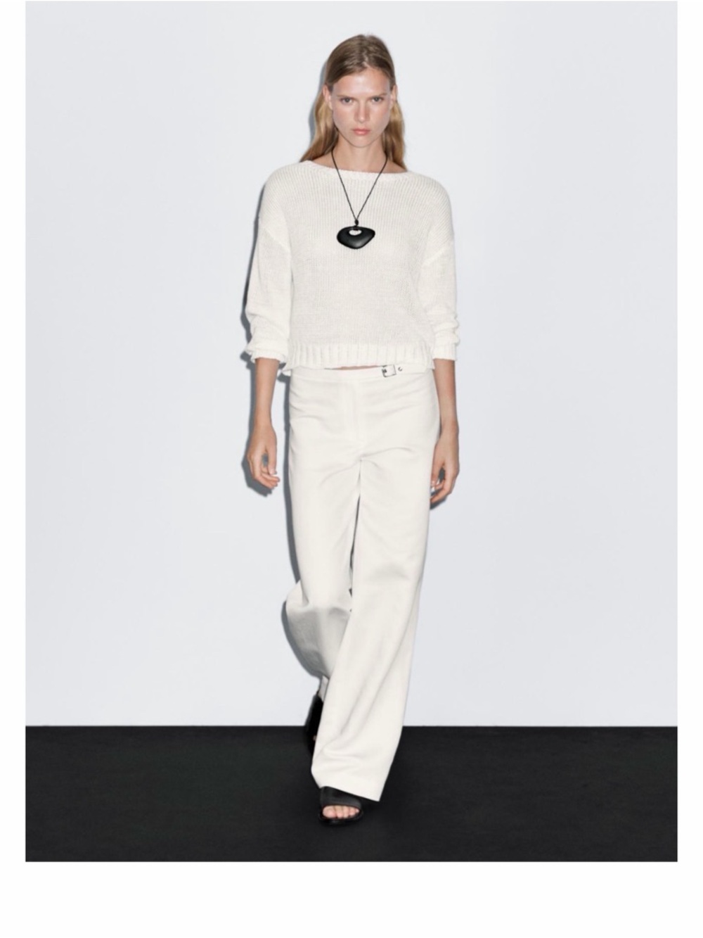 Massimo Dutti Women’s White Wide-Leg Trousers